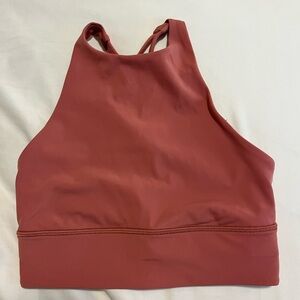 Lululemon pink high neck straps back sports bra